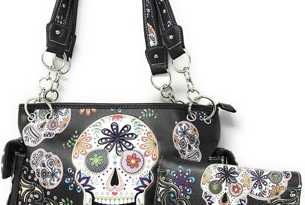 Texas West Western Sugar Skull Handbag or Matching Set in 3 Colors