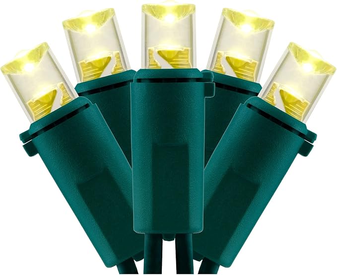 YULETIME 200 Warm White Wide Angle LED Christmas Lights 66 ft Green Wire - string light