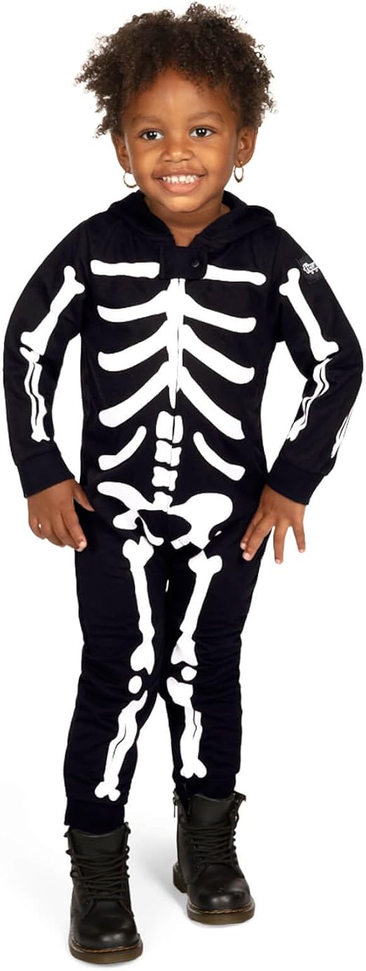 Tipsy Elves Baby Skeleton Halloween Costume - Toddler Bone Print Jumpsuit - skeleton