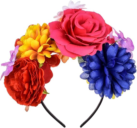 DreamLily Rose Flower Crown Headband HalloweenCinco De Mayo Party Costume Headpiece NC26 - skull headband