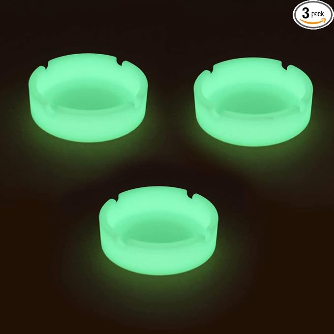 HOWDIA Silicone Ashtray Luminous Ash Tray, Small Ashtrays for Outside Patio Glow in the Dark Ashtray Cute Home Ash Trays High Temperature Heat Resistant, 3 Pack - skull ashtray
