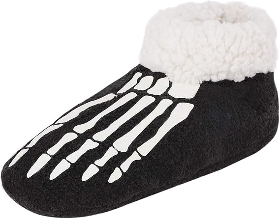 Women Skull Slipper Fuzzy Plush Moccasin Slipper Boots Socks Breathable Ankle Boot Warm Shoes Memory Foam Bootie Cozy Bottom Footwear for Bedroom Home House Indoor Outdoor Winter - sugar skull boots