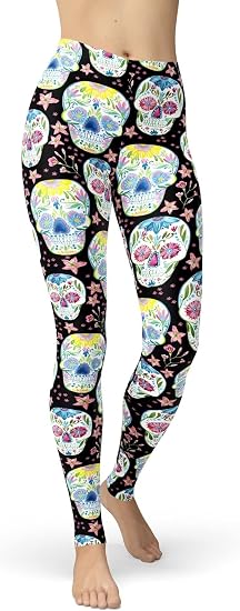 sissycos Women's Candy Skull Printed Leggings - skull leggings