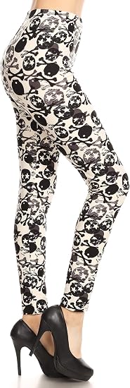 Leggings Depot High Waisted Camouflage & Multiple Print Leggings for Women - Reg, Plus, 1X3X, 3X5X - skull leggings