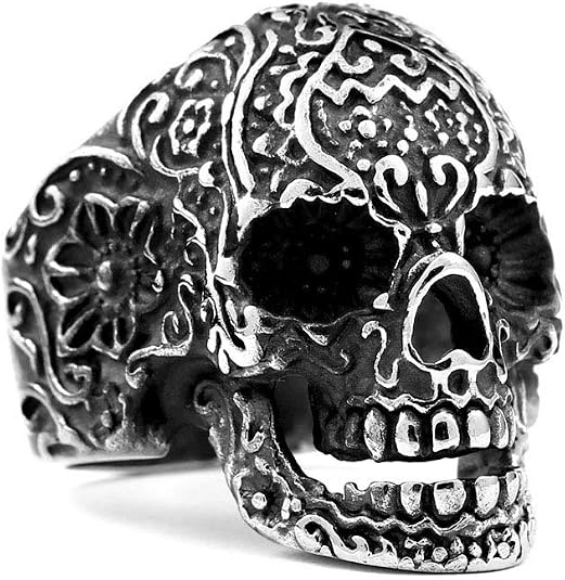 Genuine Stainless Steel Ring Jewelry for Men Fashion Punk Biker Skull Rings - skull ring