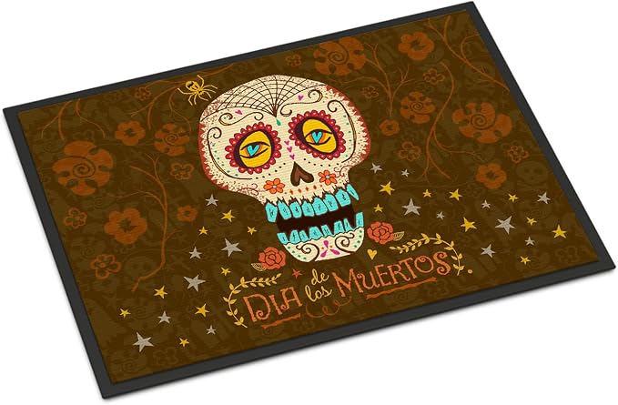 Caroline’s Treasures VHA3031MAT Day of The Dead Doormat 18×27 Front Door Mat Indoor Outdoor Rugs for Entryway, Non Slip Washable Low Pile, 18H X 27W