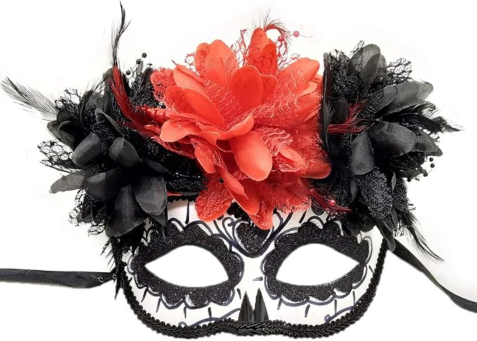 Coolwife Women's Masquerade Mask Mexican Day Of The Dead Sugar Skull Eyemask Masque Fancy Dress - sugar skull makeup