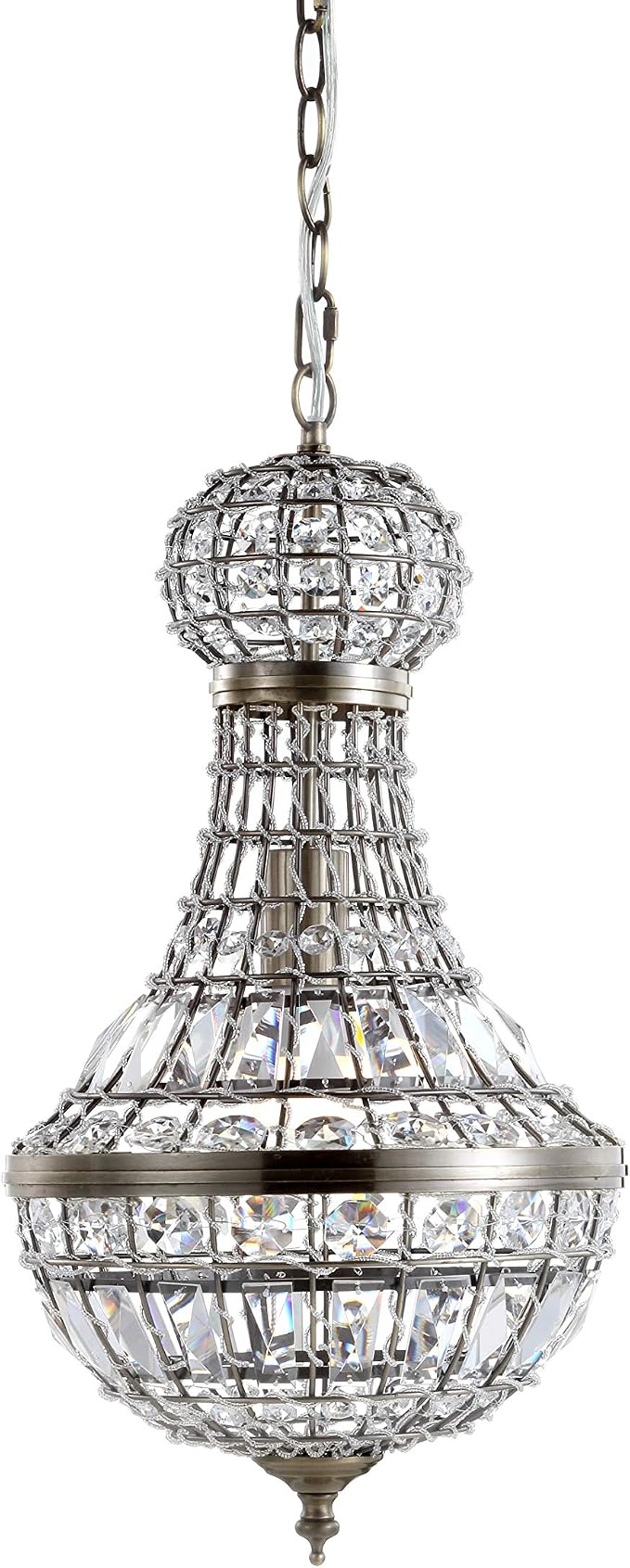 JONATHAN Y Regina 1-Light Empire LED Pendant Light Antique Brass, 10″