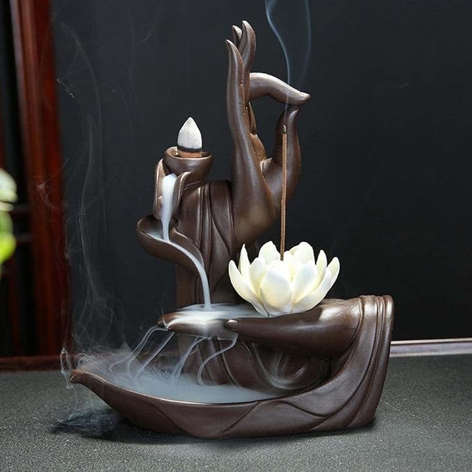 YYW Room Decor Lotus Backflow Incense Burner with 20pcs Incense Cone +30 Incense Sticks, Waterfall Incense Holder Burner - skull incense burner