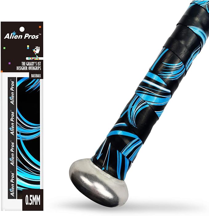 ALIEN PROS Bat Grip Tape for Baseball 0.5MM (1 or 3 Pack) – Precut and Pro Feel Bat Tape – Replacement for Old Baseball bat Grip – Wrap Your Bat for an Epic Home Run - skull sticker