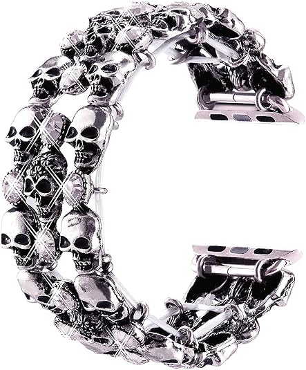 VIQIV Skull Gothic Bands for Apple Watch Women Stretchy Rhinestone 38-49mm - skull watch