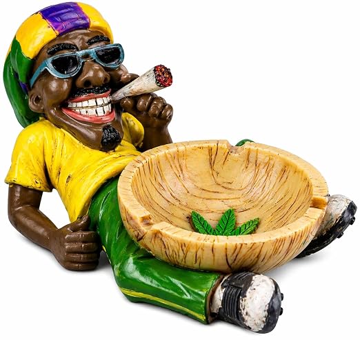 Fess Products Unique Jamaican Chilling Man Holding Cigarette Ashtray - skull ashtray