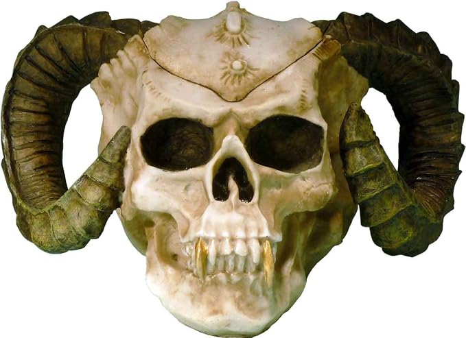 Human Skull Voodoo Skeleton Evil Demon Devil Ram Horn Vampire Ashtray Stash USA - skull ashtray