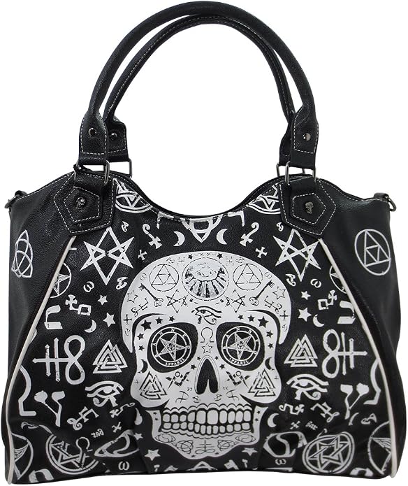 Lost Queen Gothic Rockabilly Skull Pentagram Shoulder Bag - Handbag Purse - sugar skull handbags for sale