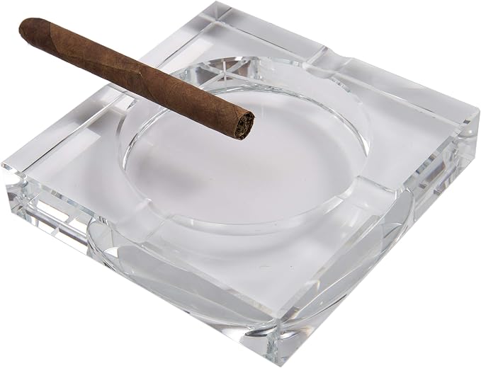 Ashtray - Crystal Cigar Ashtray With 4 Slots, Includes Gift Box - skull ashtray