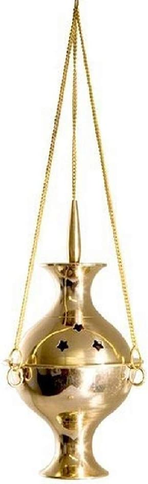 Incense Burner for Purifying, Cleansing, Healing, Metaphysical, Meditation and Wicca (6" Hanging Brass Censer) - skull incense burner