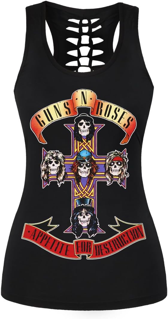 Womens Cut Out Skull Print Workout Yoga Tank Tops Sleeveless Summer T Shirt Vest - skull tank tops