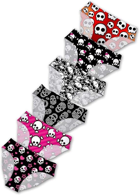 HUGS IDEA Women Ladies Triangle Panties Full Set of 6 Packs Bulk Underwear Briefs - skull swimsuit