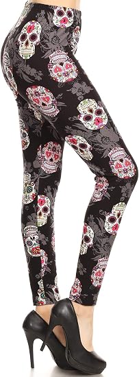Leggings Depot High Waisted Novelty Christmas Holiday Print Leggings for Women (Available in Plus Size) - sugar skull dress