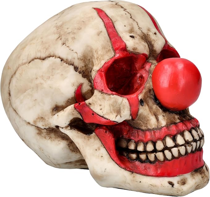 Pacific Giftware Red Clown Skull Home Tabletop Decorative Resin Figurine - skull figurine