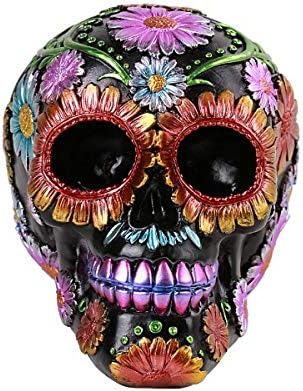 Pacific Giftware Day of The Dead Floral Skull Home Tabletop Decorative Resin Figurine - skull painting