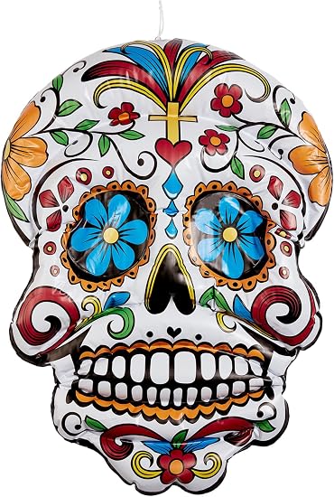 Inflatable Day of the Dead Hanging Skull - skull inflatable