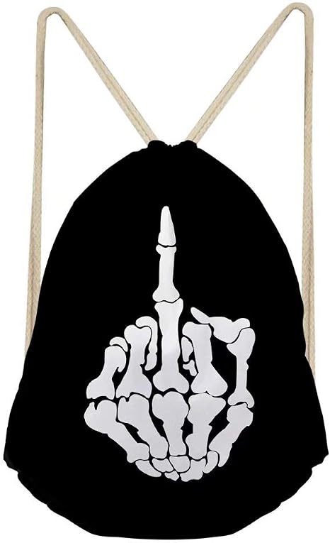 Beauty Collector Skull Print Soft Rucksack Cool Travel Drawstring Backpack Shoulder Bag One_Size - skull backpack