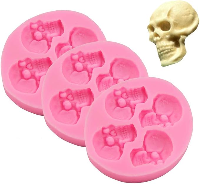 Chocolate Candy Molds, Halloween Skulls Silicone, Fondant Mold for Cake Decoration Wedding Party Supplies Set of 3 - skull ashtray