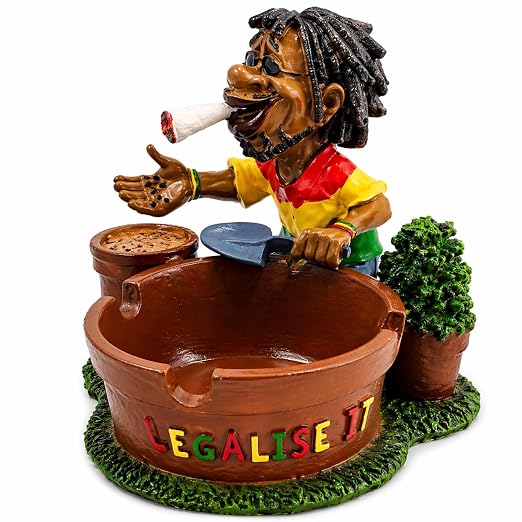 Cool Jamaican Man Holding Cigarette Ashtray #2 - skull ashtray