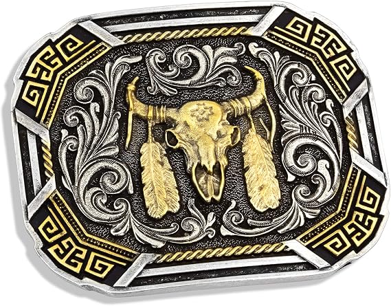 Montana Silversmiths Southwest Series Attitude Western Belt Buckle - skull wallet