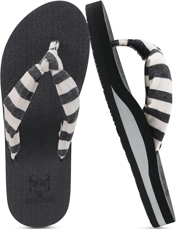KuaiLu Flip Flops for Women with Arch Support Summer Beach Thong Sandals - sugar skull costume