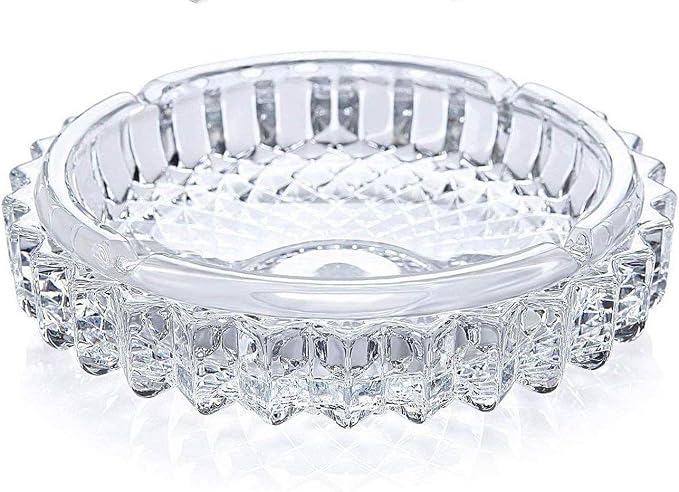 Crystal Cigar and Cigarette Heavy Glass Tabletop Ashtray, Round Tabletop, Glass Ash Tray - skull ashtray