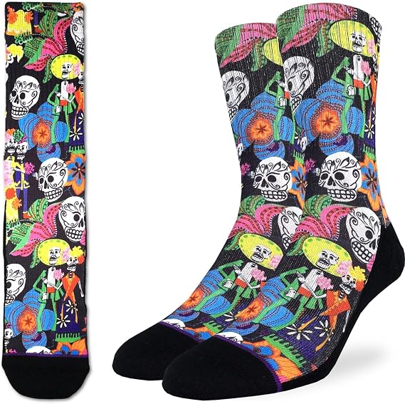 Good Luck Sock Men's Scary, Spooky Halloween Socks, Adult - sugar skull costume