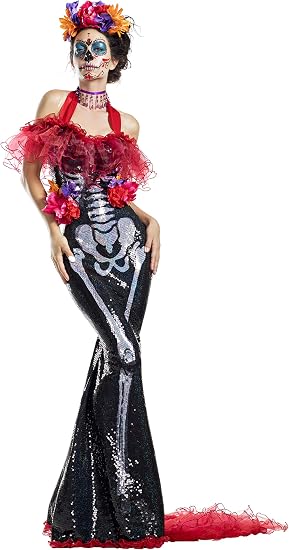 Party King Women's Glamour Muerta Day of The Dead Adult Costume - sugar skull dress