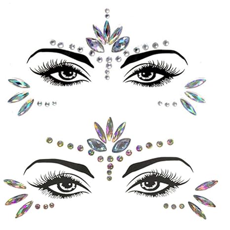 Mermaid Face Gems Jewels Self Adhesive Rhinestones for Women Siren Costume - sugar skull makeup
