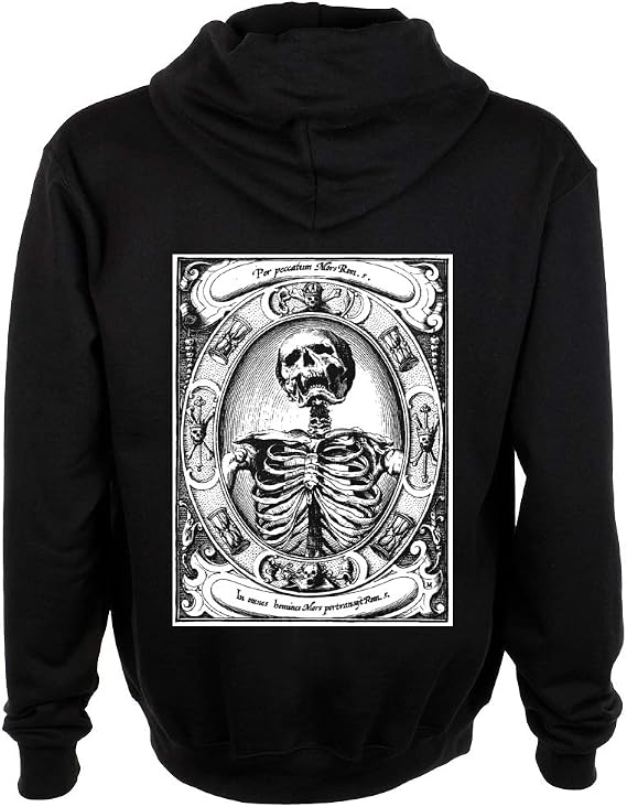 Chat Noir Memento Mori Full Zip Hoodie - Alexander Mair Remember Death Occult Skeleton - skull hoodie