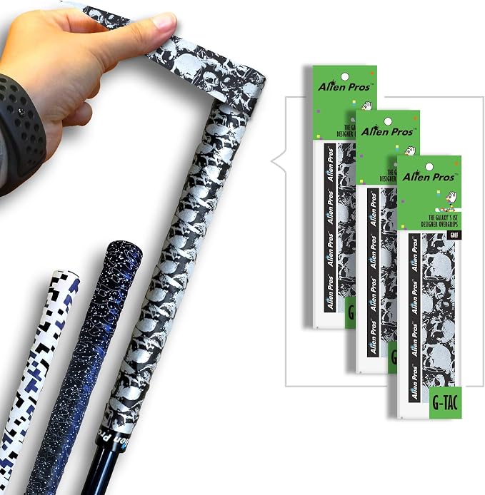 Alien Pros Golf Grip Wrapping Tapes - Innovative Golf Club Grip Solution - Enjoy a Fresh New Grip Feel in Less Than 1 Minute - skull sticker