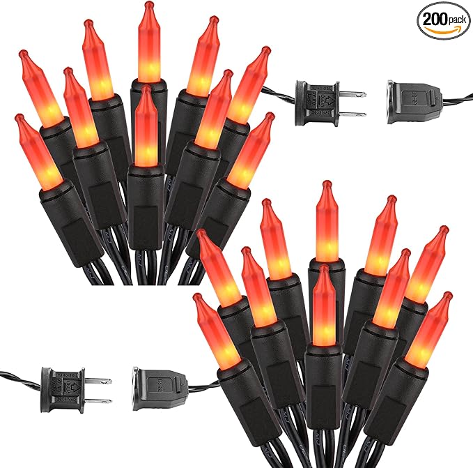 Brizled 200 Count 42.6ft Orange Incandescent Indoor Halloween String Lights - string light