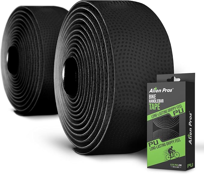 ALIEN PROS Bike Handlebar Tape PU (Set of 2) Black Red White Pink Blue - Enhance Your Bike Grip with These Bicycle Handle bar Tape - Wrap Your Bike for an Awesome Comfortable Ride - skull sticker