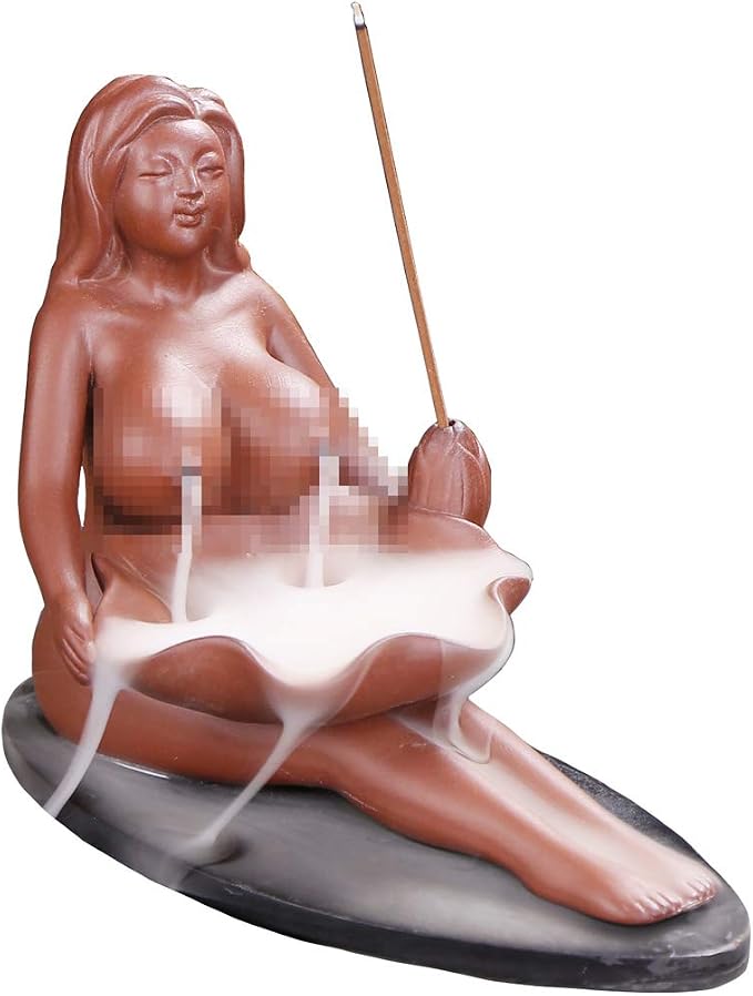 Sexy Lady Backflow Incense Burner Ceramic Incense Holder Smoke Cone Sticks Burner Ideal for Yoga Room Home Decoration Handicraft Gift - skull incense burner