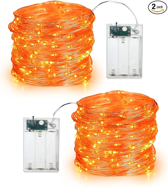 BrizLabs Orange Battery Operated Halloween LED Fairy String Lights Indoor - string light