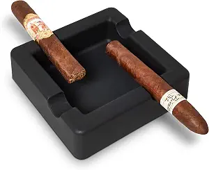 Cigar Ashtray for Large Gauge Cigars - Wide Shelf - Unbreakable – Sturdy Indoor Outdoor Cigar Ashtray for Patio Deck Pool - skull ashtray