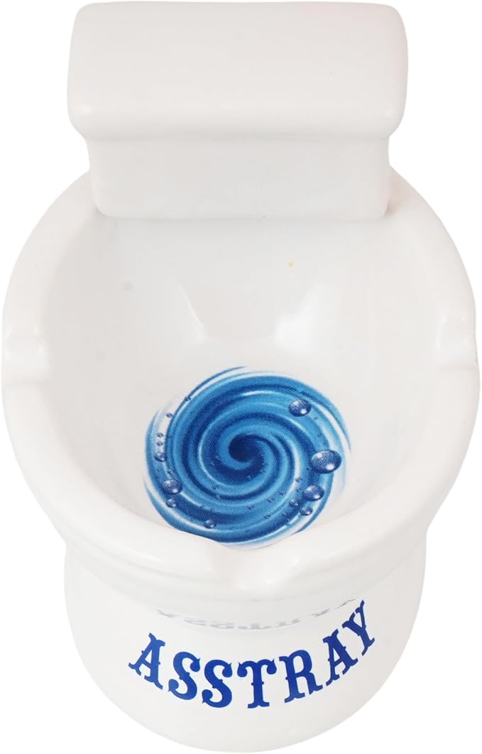 Novelty Toilet-Shaped Ceramic Ashtray – 4 Inch Tall Funny “Asstray” Design Decorative Holder | Quirky Home, Desk, or Shelf Accent for Coins, Keys, Trinkets, or Collectibles - skull ashtray
