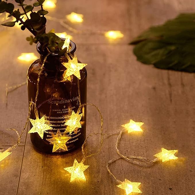 ANJAYLIA 20 LED Star Lights, 10FT Battery Operated Fairy Light, Warm White - string light