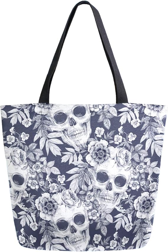 Chic Funny Cute Pattern Big Handle Extra Large Shoulder Tote Bag for Beach Travel Weekender Gym Grocery Shopping - skull suitcase
