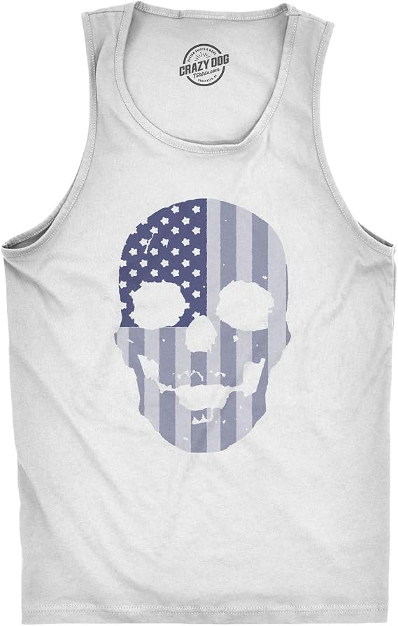 Mens Flag Skull Tanktop Cool 4th Of July Skeleton Fitness Tank - skull tank tops