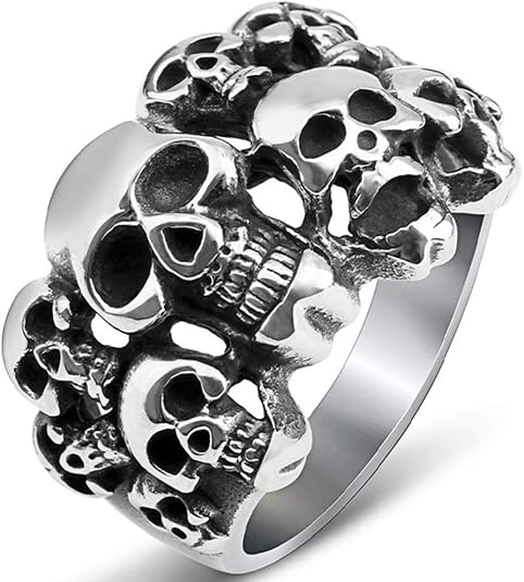 Jude Jewelers Stainless Steel Gothic Skull Vintage Antique Style Biker Cocktail Party Ring