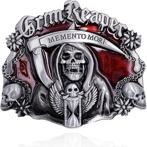XGALBLA Cool Grim Reaper Skull Skeleton Punisher Belt Buckle Cowboy Ghost Gothic 3 Color - skull wallet