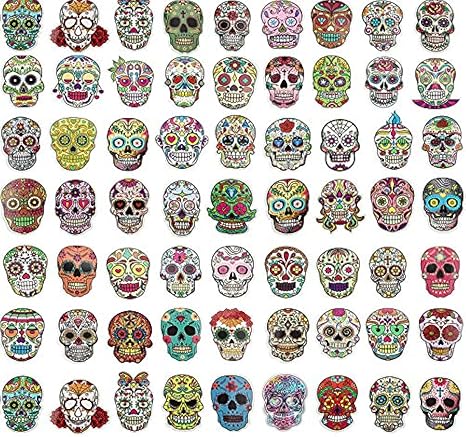 180 Pcs Day of The Dead Sugar Skull Stickers Pack, Halloween Stickers - skull sticker