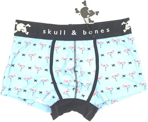 Skull and Bones Classic Fashion Trunk Underwear Blue Flamingo Print- SB02 - skull swimsuit
